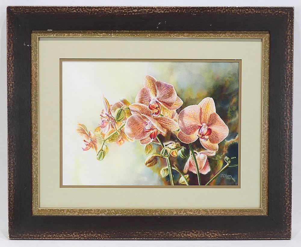 Watercolour signed J. (Jennifer) Olson, 10 x 14 1/4", "Phalaenopsis". (1 of 6)