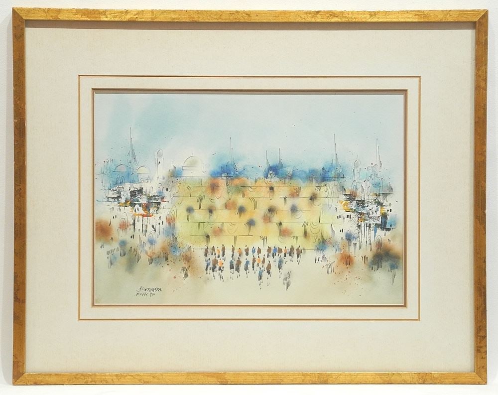 Watercolour signed (Edward) Ben- Avram, 9 1/8 x 13 3/8", "The Kotel". (1 of 4)