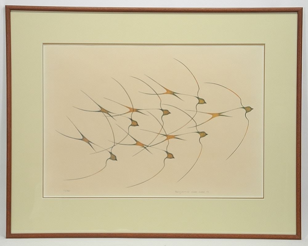 LEP signed Benjamin Chee Chee'74, 15 1/2 x 22 1/2", "Flock of Birds" #73/150. (1 of 4)