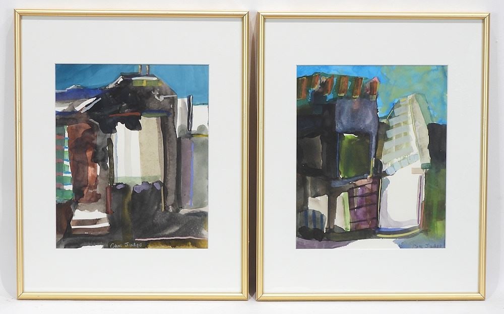 Pair of Watercolours signed Chris Judge, 9 3/4 x 8", "Architectural Studies". (1 of 6)