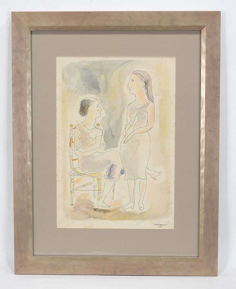 Pen and Watercolour signed (Rene) Portocarrero'41, 12 3/4" x 8 1/2", "Untitled-Signals" (as is) (1 of 8)