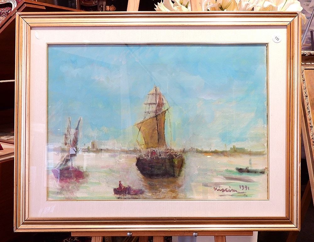 Oil on Canvas signed (Renzo) Nissim 1991, 19 1/2 x 27 1/2". (1 of 3)
