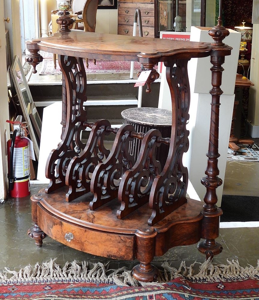 Victorian Walnut Demi Lune Music Stand, 32"w. (1 of 2)
