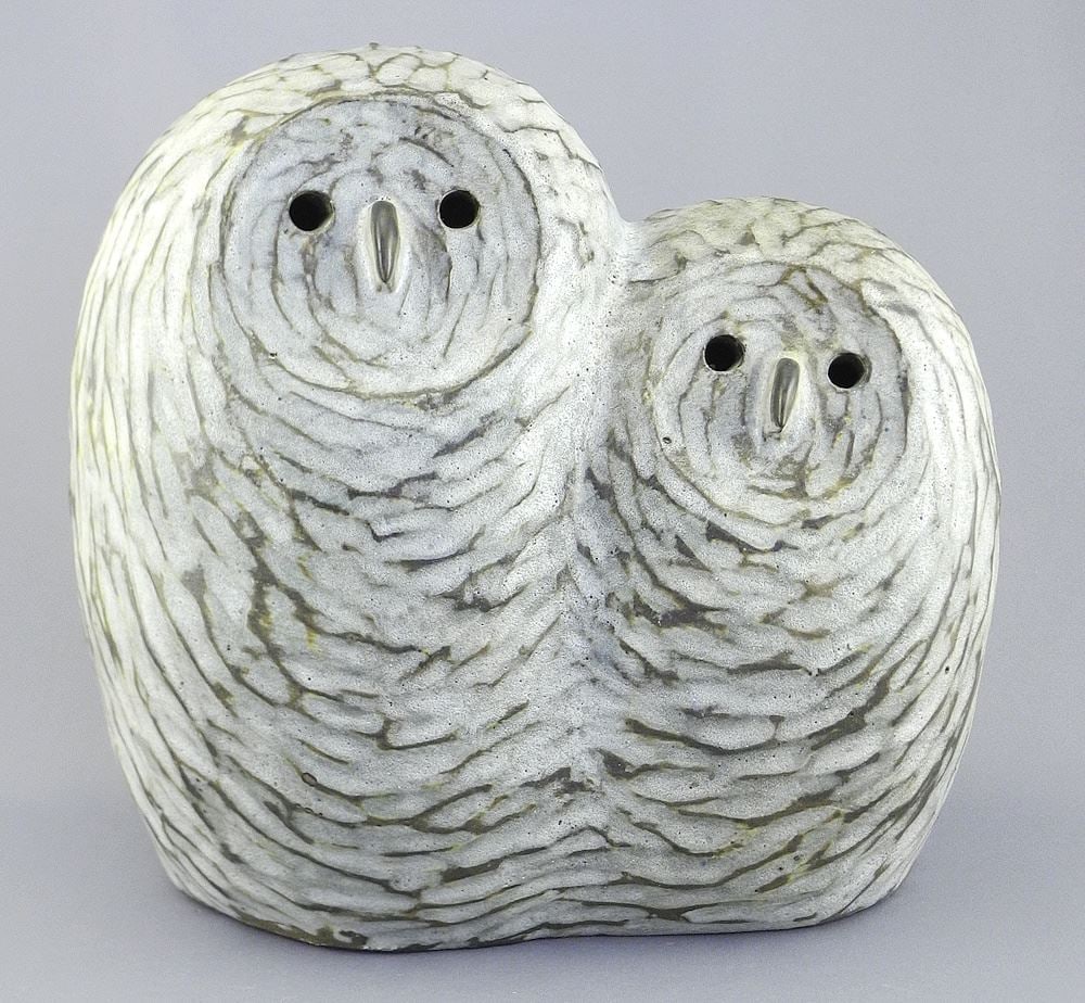 Stoneware Owl Sculpture Monogrammed TK (Thomas Kakinuma), 9 3/4"h. (1 of 6)