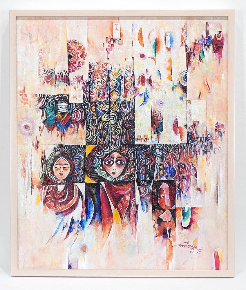 Oil on Canvas signed (Tibebe) Terffa 97', 23 1/4 x 19 1/4" "Woman Adorned ".: Oil on Canvas signed (Tibebe) Terffa 97', 23 1/4 x 19 1/4" "Woman Adorned ".