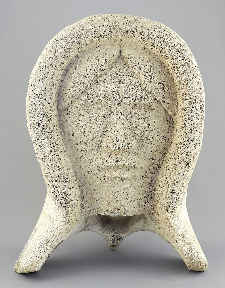 Inuit Whale Bone "Shaman" Head Sculpture, Artist Unidentified, w/ Tag, CDN BIDDERS ONLY, 12 (1 of 7)