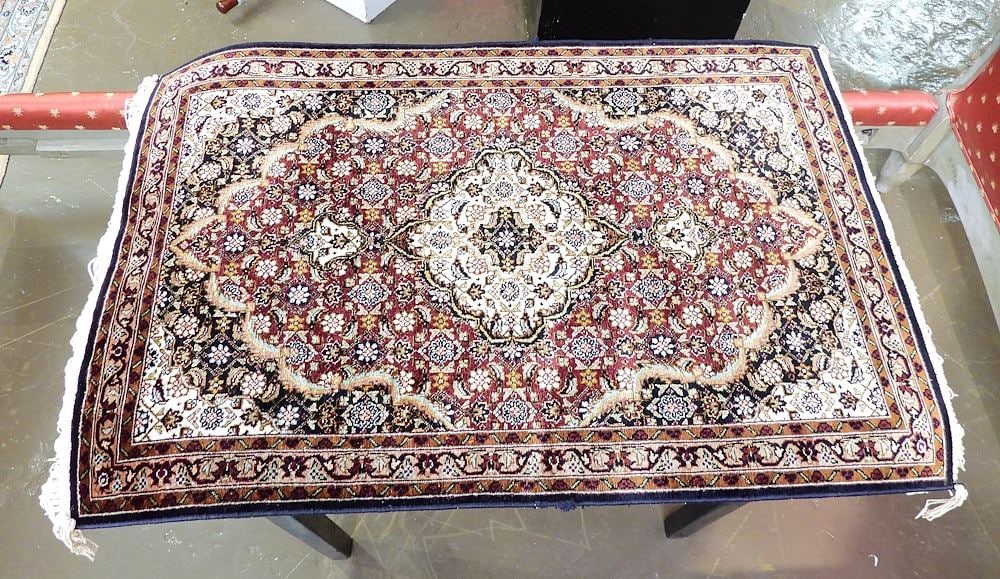 Hand Knotted Kashmir Mat, Approximately 2'1" x 3'10". (1 of 3)