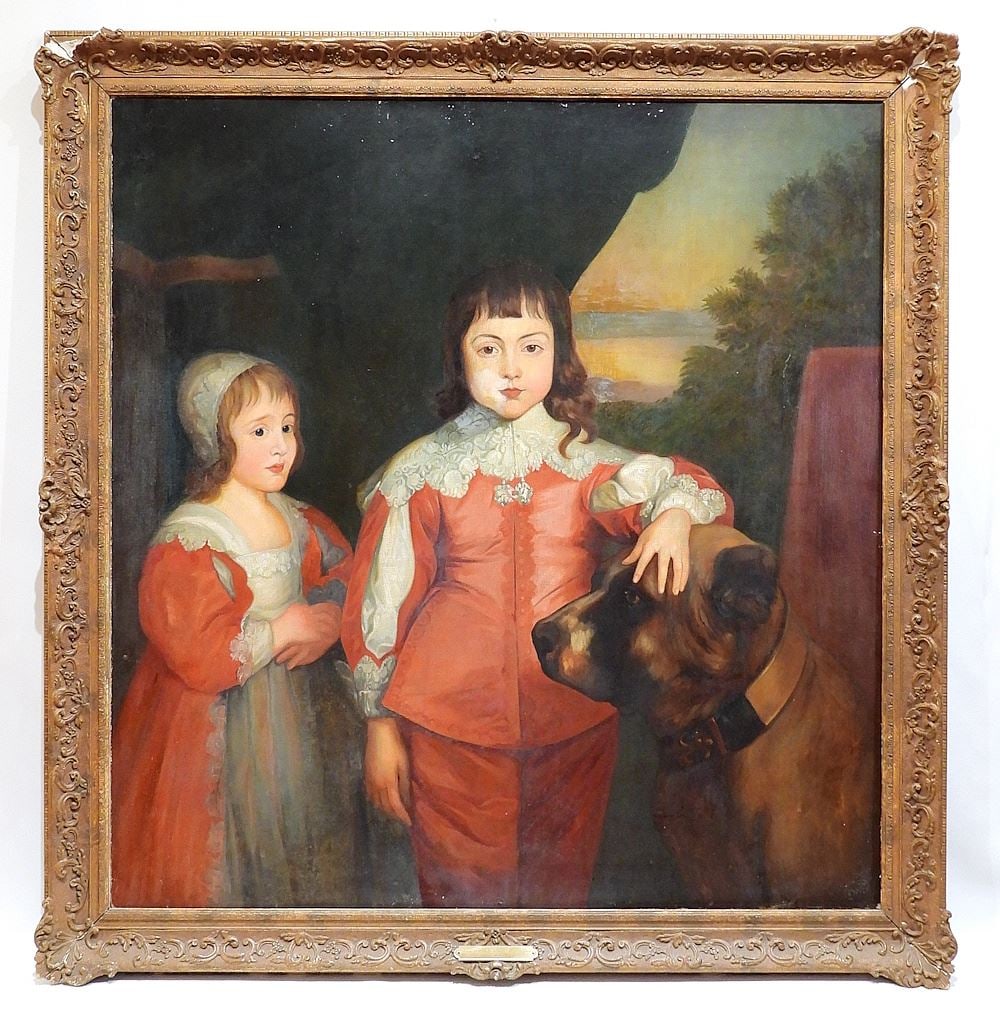 Oil on Canvas After Sir Anthony VanDyck, 42 x 40", "Two Children of King Charles I". (1 of 11)