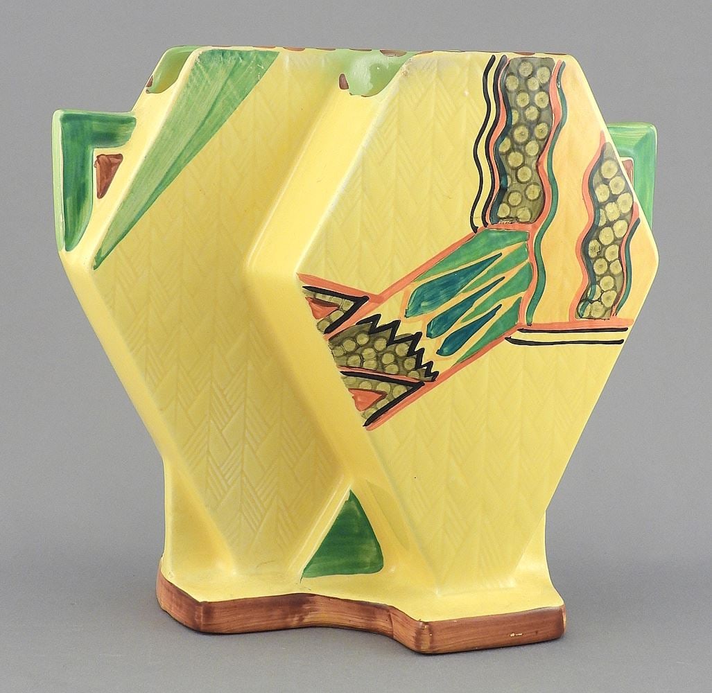 Burleigh Ware Art Deco Double Vase Model 5190, 7"h (scuff point noted). (1 of 7)