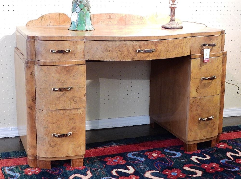 Art Deco Walnut Vanity, 42 1/2 x 24 x 26"h.: Art Deco Walnut Vanity, 42 1/2 x 24 x 26"h.