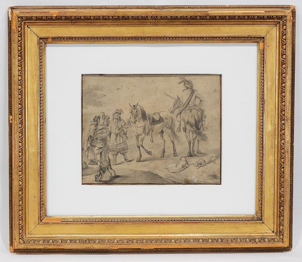 Drawing After Philips Wouwerman, 8 x 10", "Halt at a Gypsy Camp". (1 of 10)