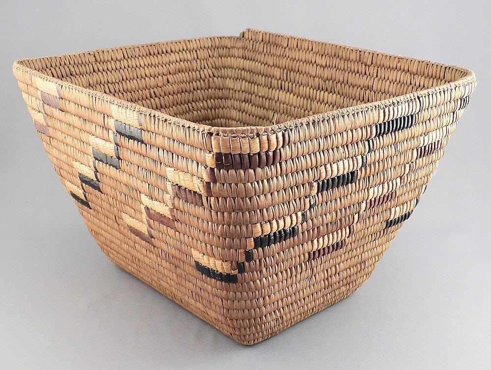 Salish Tapered Basket, 7 1/2 x 12 1/8 x 10 1/8".: Salish Tapered Basket, 7 1/2 x 12 1/8 x 10 1/8".