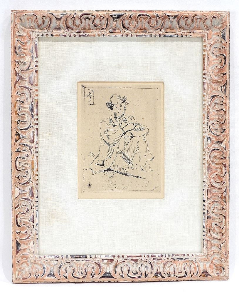 Etching by Paul Cezanne, 6 1/8 x 4 5/8", "Guillaumin".: Etching by Paul Cezanne, 6 1/8 x 4 5/8", "Guillaumin".