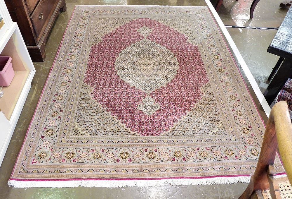 Hand Knotted Tabriz Carpet, Approximately 5'2" x 6"11". (1 of 4)