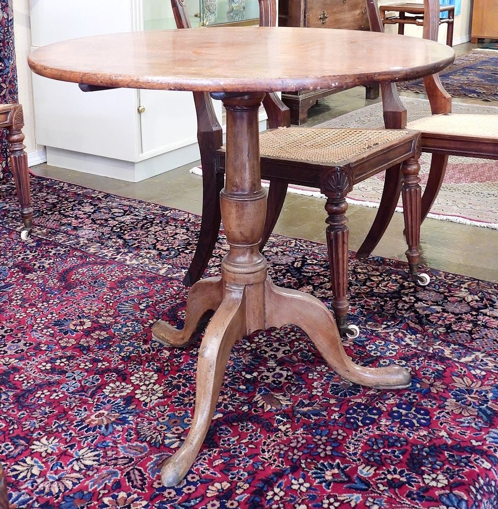 18th C. Mahogany Tripod Table, 27 3/4 x 29 3/8 x 30". (1 of 3)