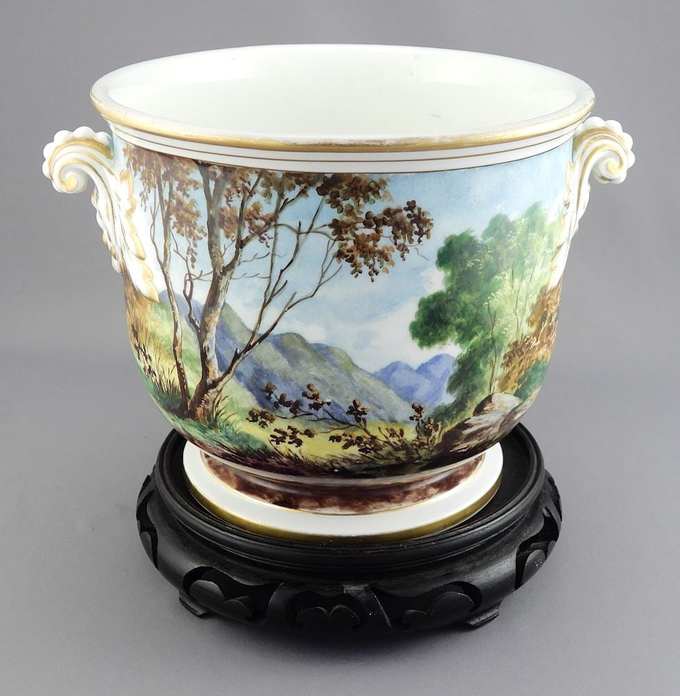 French Porcelain Painted Cache Pot signed G. Pedersen, Base Monogrammed 82GP. (1 of 6)