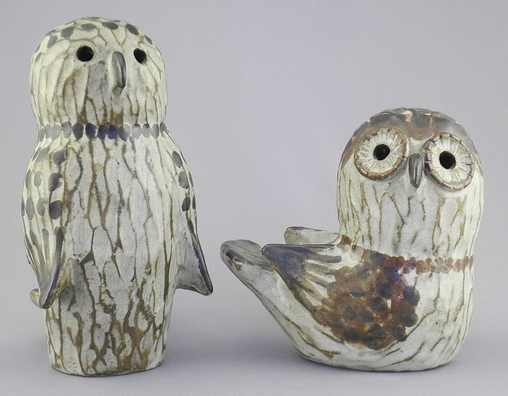 Two Stoneware Birds Monogrammed TK (Thomas Kakinuma), 5 3/4 - 7 3/4"h. (1 of 5)