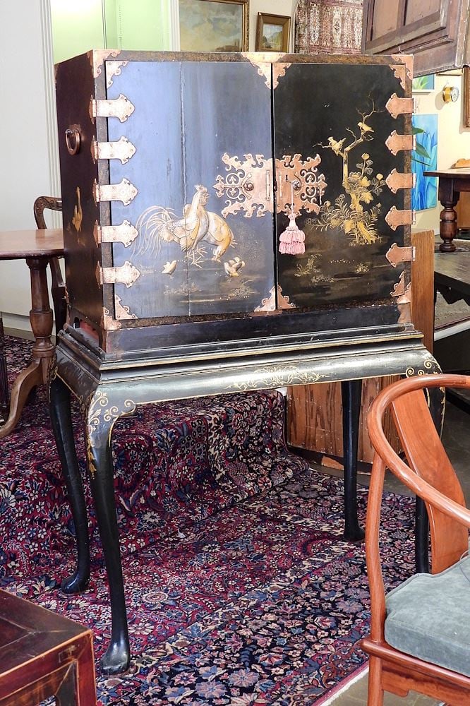 19th C. Chinoiserie Lacquered Ten Drawer Chest on Stand. (1 of 5)