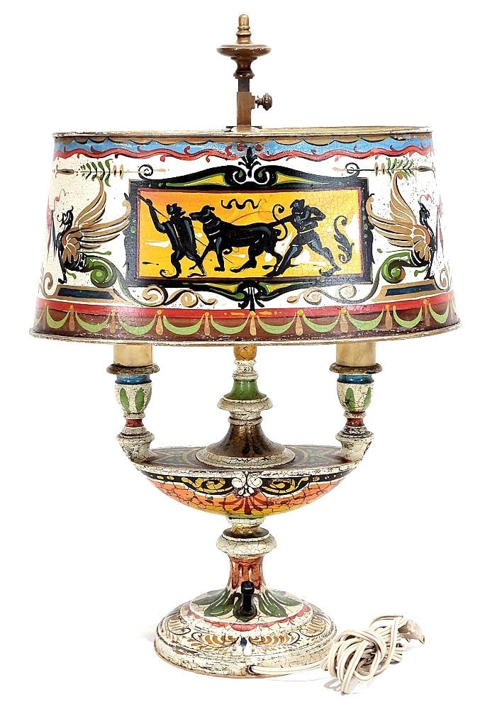 Etruscan Revival Tole Ware Lampe Bouillotte, 21 1/4"h. (1 of 7)