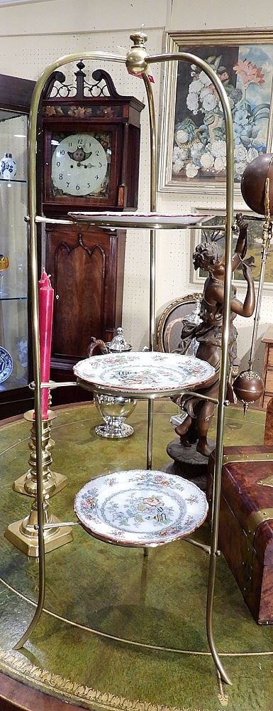 Brass Curate Stand w/Dishes, 30"h. (1 of 2)