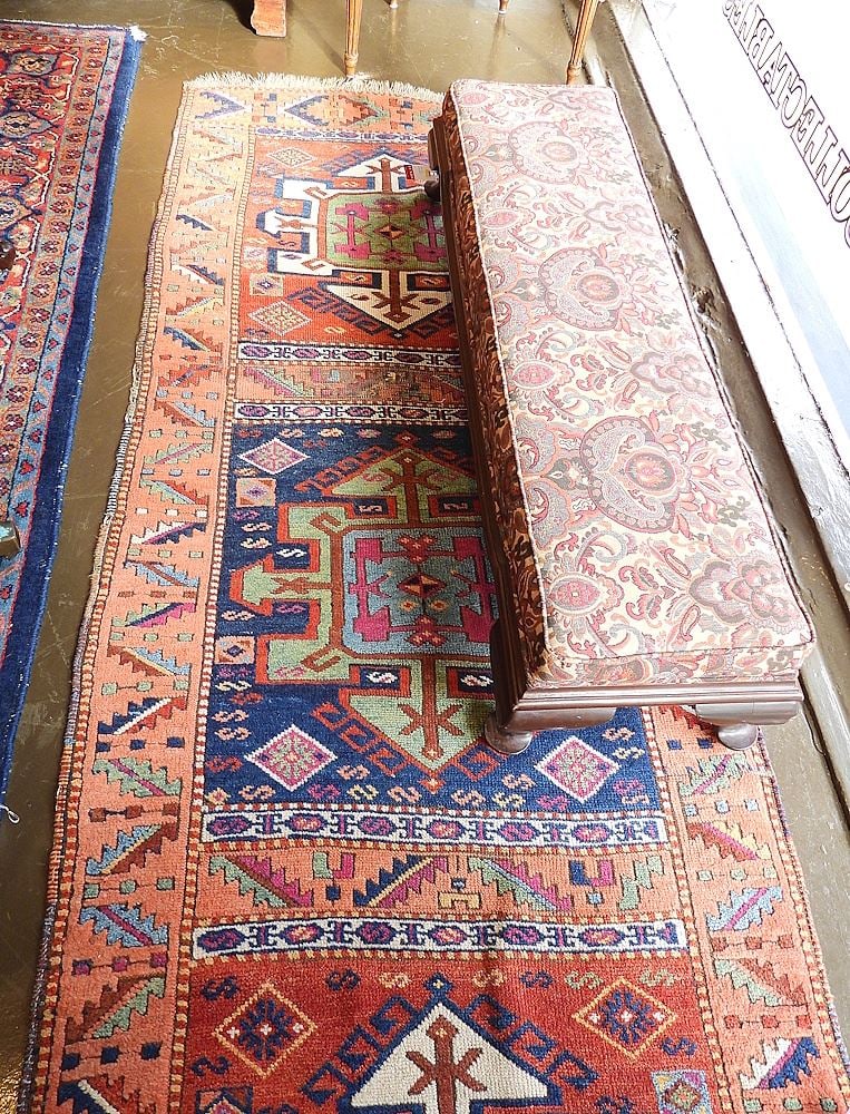 Old Caucasian Runner, Approximately 3'3" x 9'6".: Old Caucasian Runner, Approximately 3'3" x 9'6".