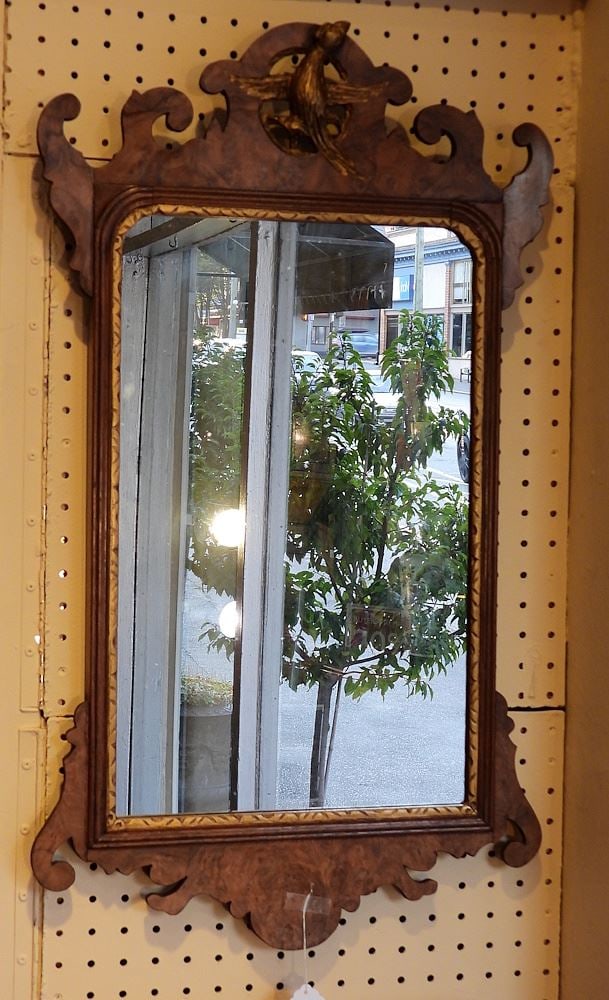 Walnut Chippendale Style Framed Mirror, 28 1/2 x 16 1/4". (1 of 1)