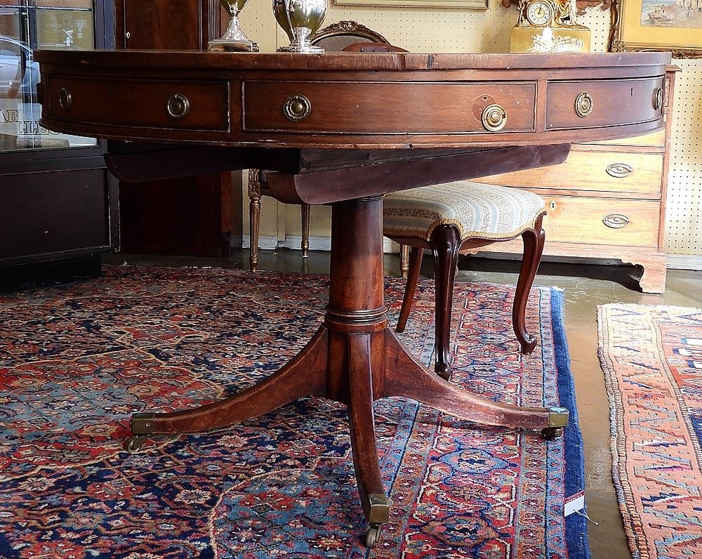 Late 19th C. Mahogany Green Leather Inset "Rent" Style Table. (1 of 4)