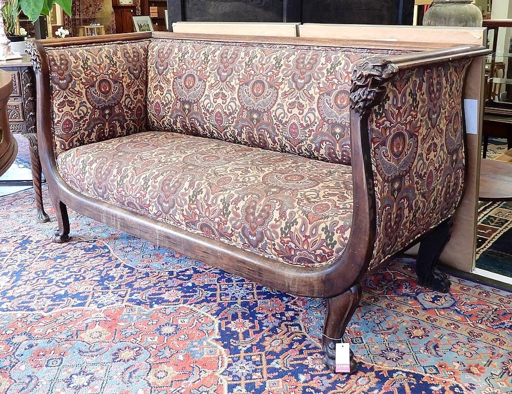 European Mahogany Boat-Shaped Settee, 60"L. (1 of 4)