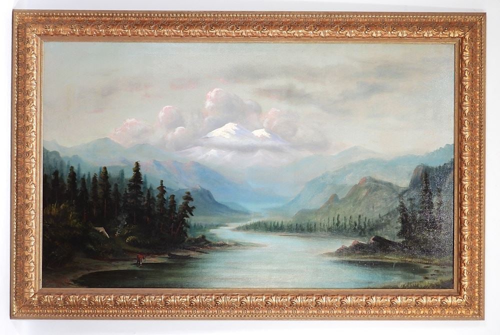 Oil on Canvas Laid on Board signed Rowland Lee 191*, 29 1/2 x 49 1/2", "Pacific Northwest Vista". (1 of 4)