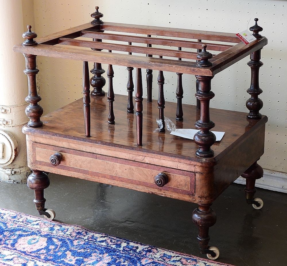 Victorian Inlaid Walnut Canterbury. (1 of 2)