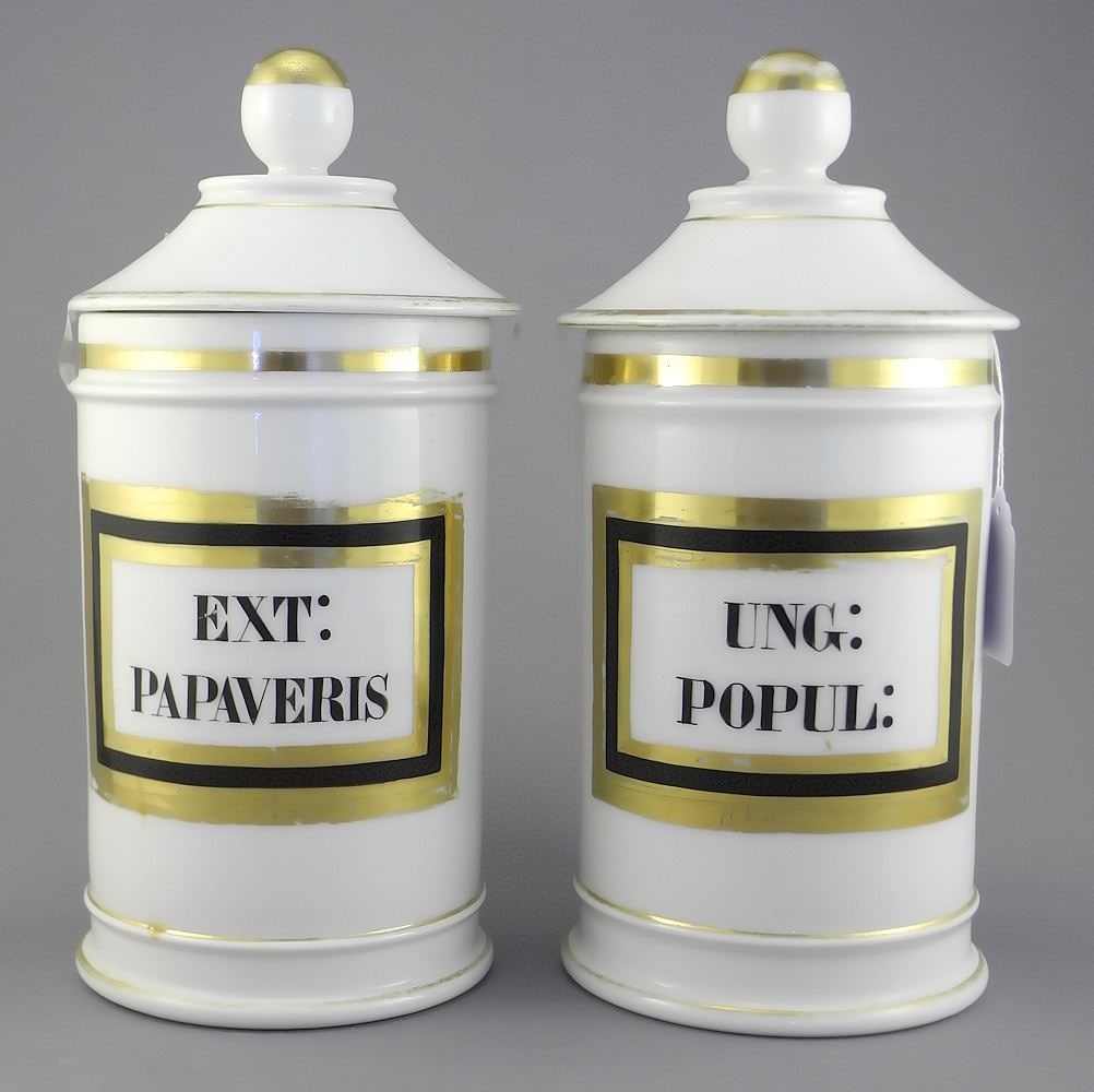 Two 19th C. Porcelain Apothecary Jars, 10 1/4"h. (1 of 2)