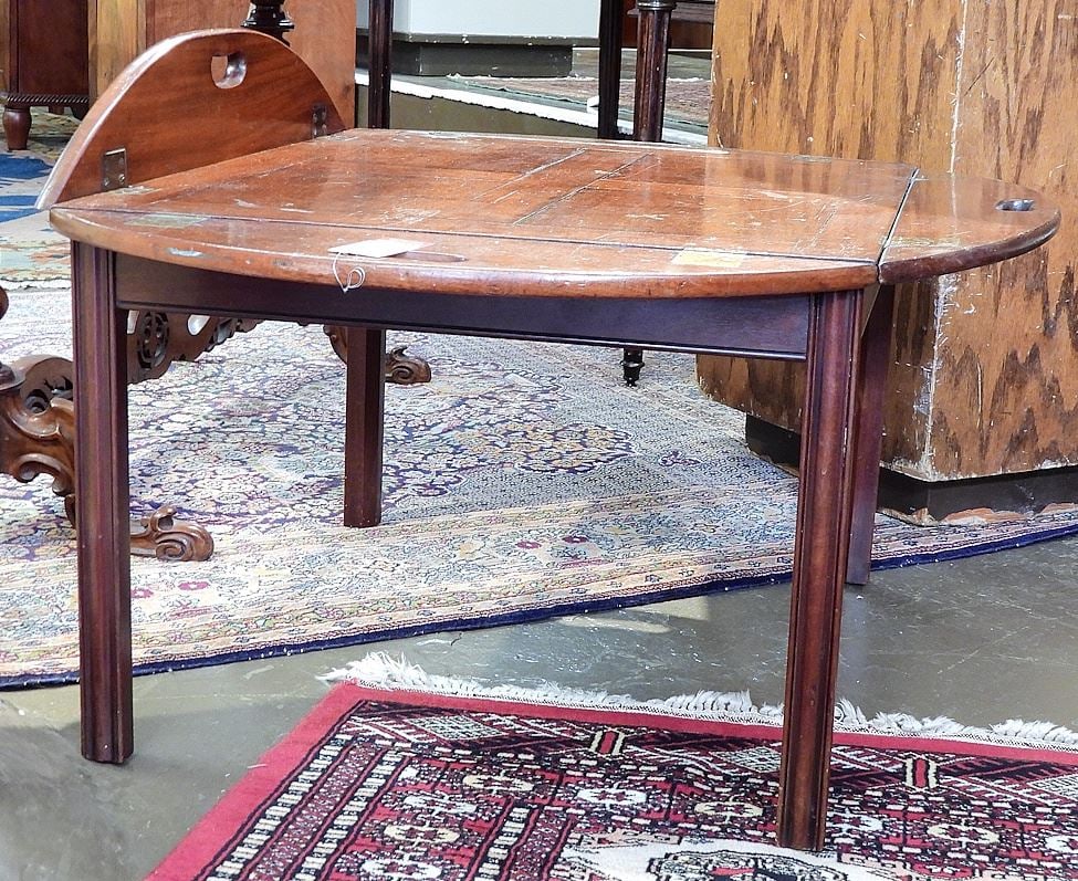 19th C. Mahogany Butlers Tray on Later Base, 37"L Open. (1 of 2)