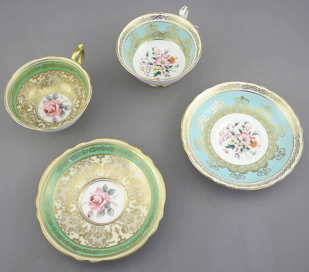 Two Paragon Bone China Teacups & Saucers, 5 3/8" Diameter.: Two Paragon Bone China Teacups & Saucers, 5 3/8" Diameter.