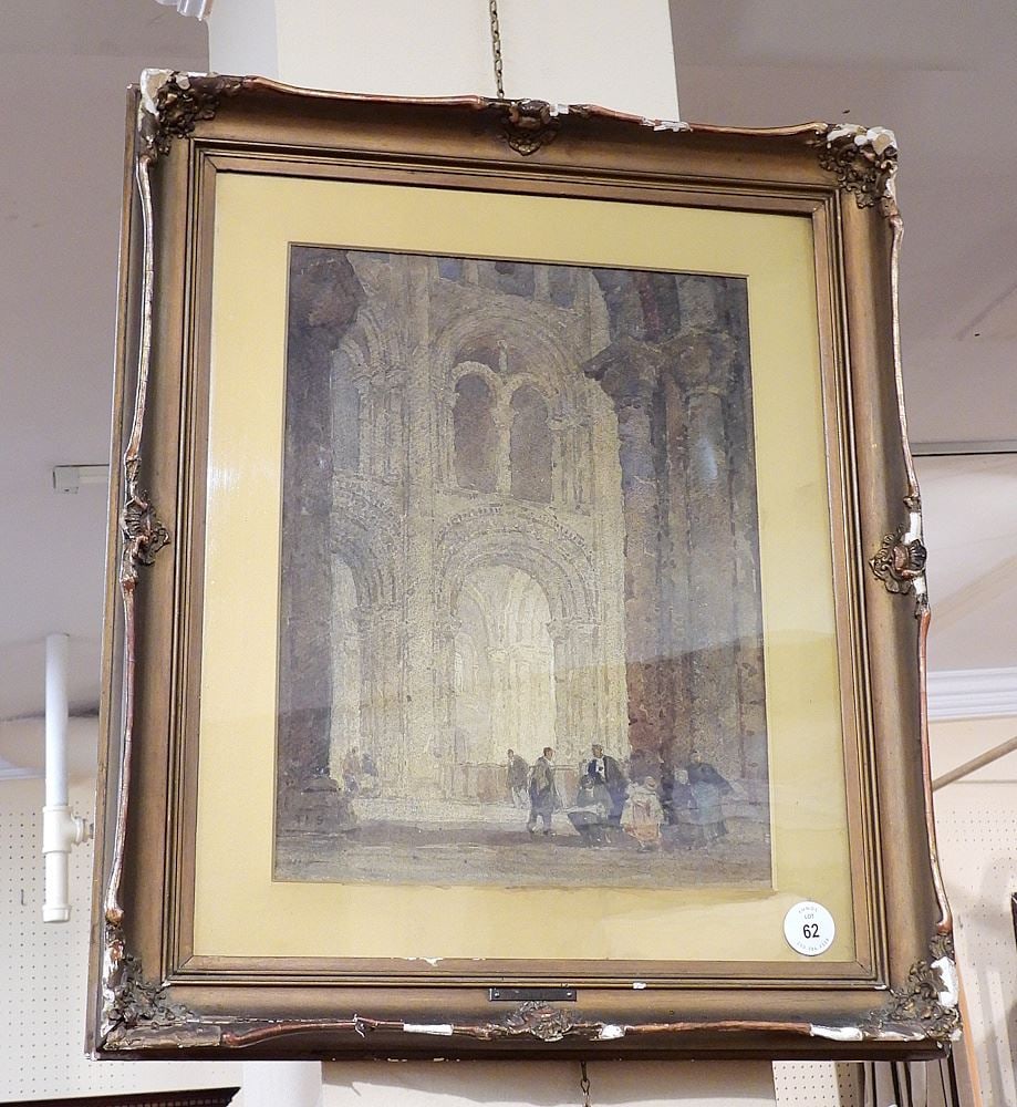 Watercolour Monogrammed TLS (Thurston Laidlaw Shoosmith), 14 1/4 x 10 5/8", "Looking...". (1 of 2)