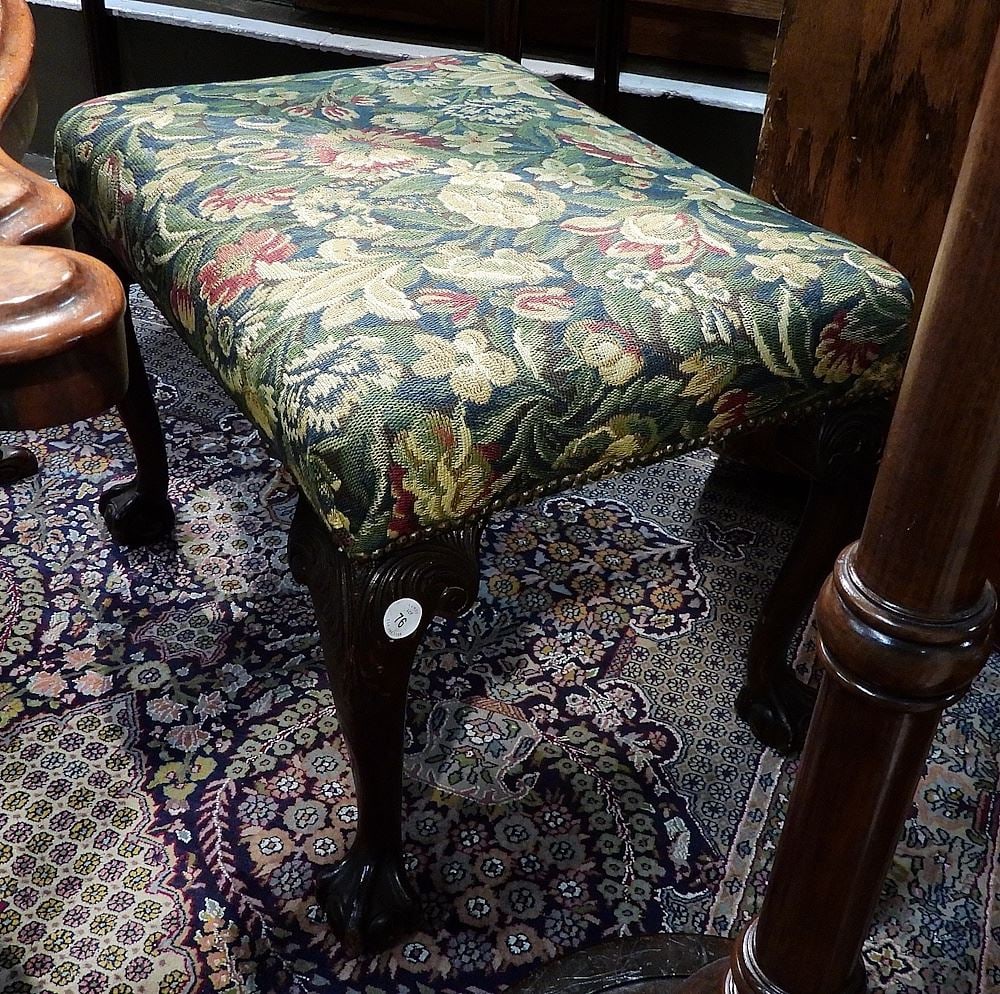 Mahogany Ball & Claw Foot Stool, 19 1/2"h. (1 of 2)