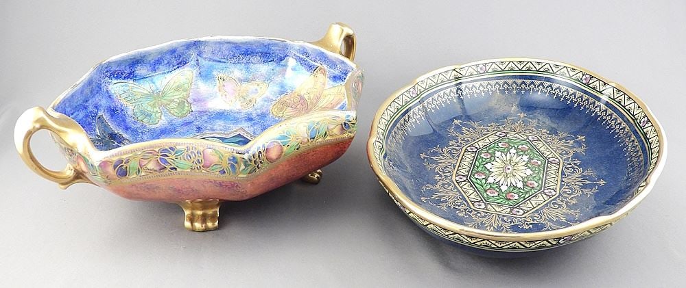 Minton's Oval Dish (11"L) & Maling Octagonal Handled Bowl, 10 5/8"h. (1 of 4)