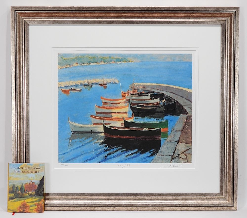 Two Colour Prints signed w/Facsimile Signature Winston S. Churchill, 17 x 24 1/2" Chartwell & Book: Two Colour Prints signed w/Facsimile Signature Winston S. Churchill, 17 x 24 1/2" Chartwell & Book