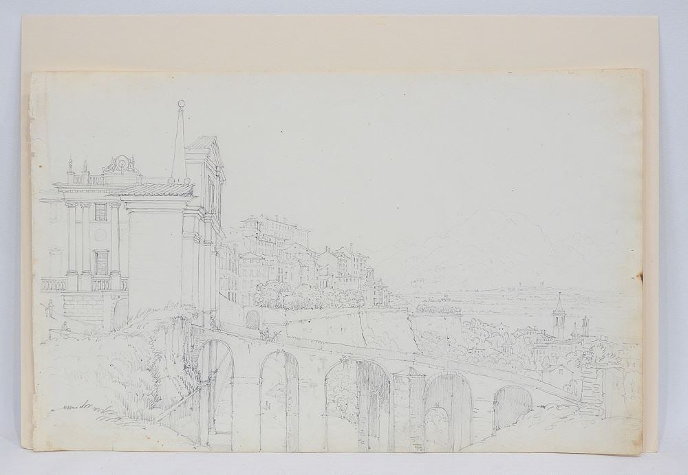 Drawing Attributed to Capt. W. Lock III, 9 7/8 x 15 1/2", "...Villa di Buonaparte". (1 of 5)