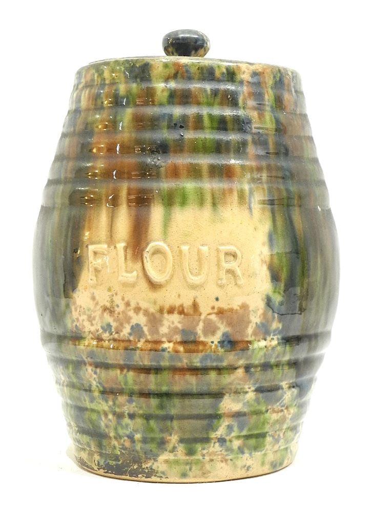 19th C. Scottish Dunmore Pottery Flour Jar, 10"h.: 19th C. Scottish Dunmore Pottery Flour Jar, 10"h.