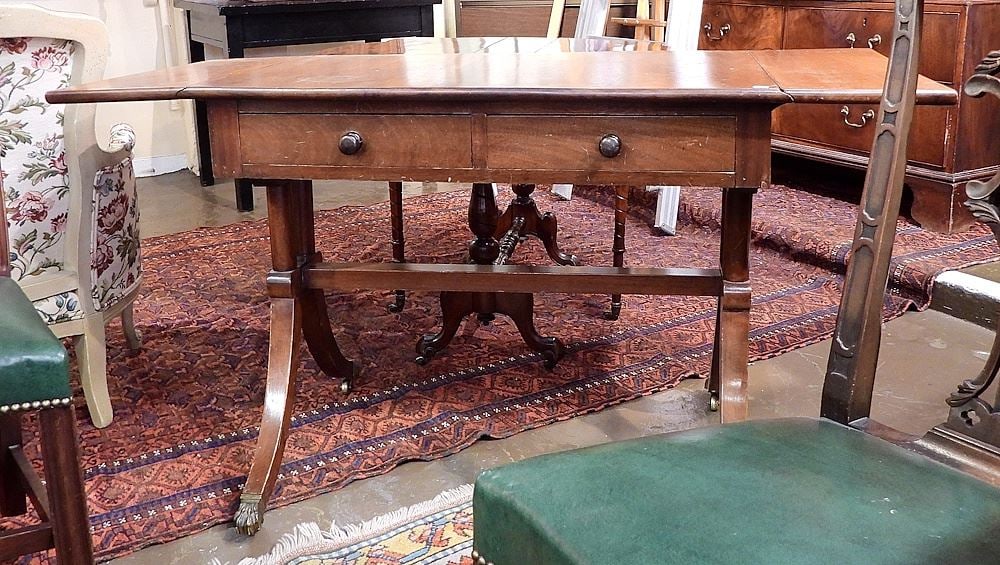 Mahogany Drop Side Sofa Table, 29 3/8"h. (1 of 3)