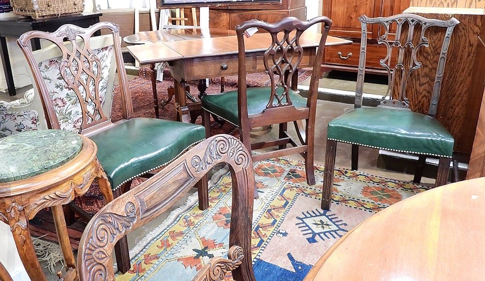 Three Chippendale Style Mahogany Dining Chairs, 37"h. (1 of 3)