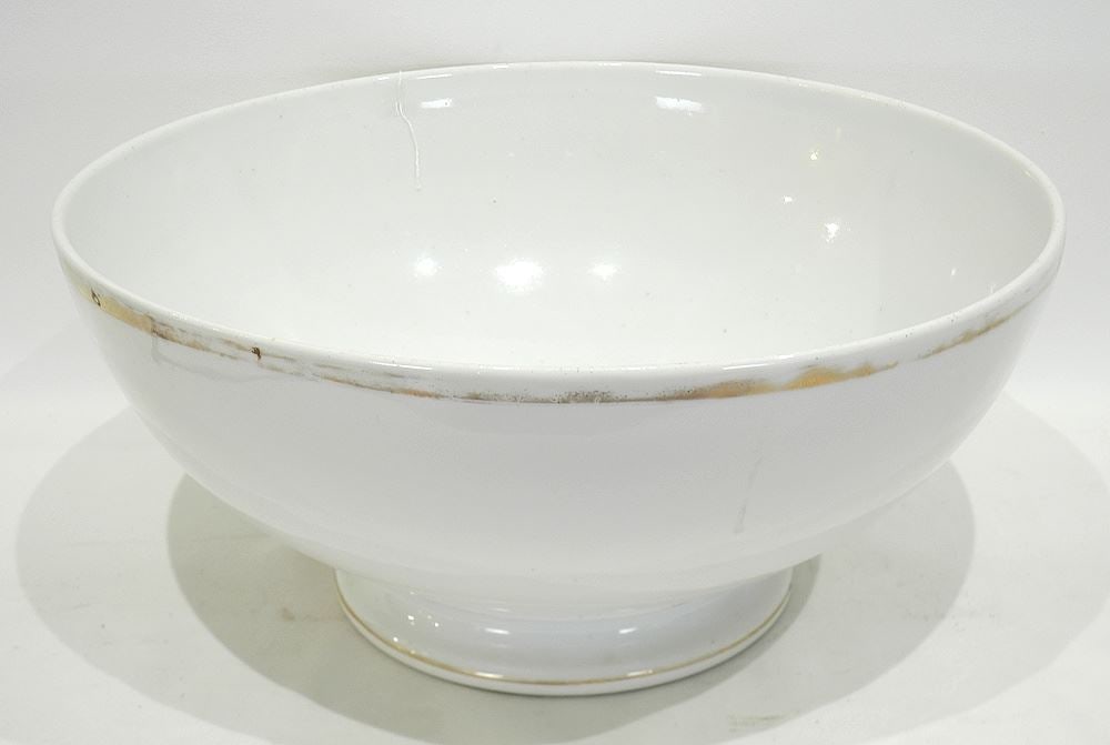 Large French Porcelain Bowl, 7 3/4 x 17 1/4".: Large French Porcelain Bowl, 7 3/4 x 17 1/4".