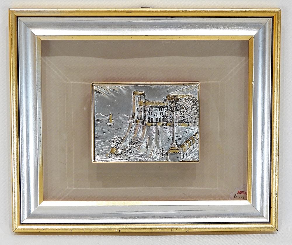 Di Paob Sterling Silver Plaque, 3 1/4 x 4 1/2" "Coastal Vista".: Di Paob Sterling Silver Plaque, 3 1/4 x 4 1/2" "Coastal Vista".
