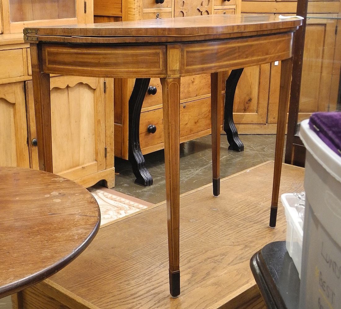Early 19th C. Banded Mahogany Games Table, 28 3/4"h (condition noted). (1 of 4)
