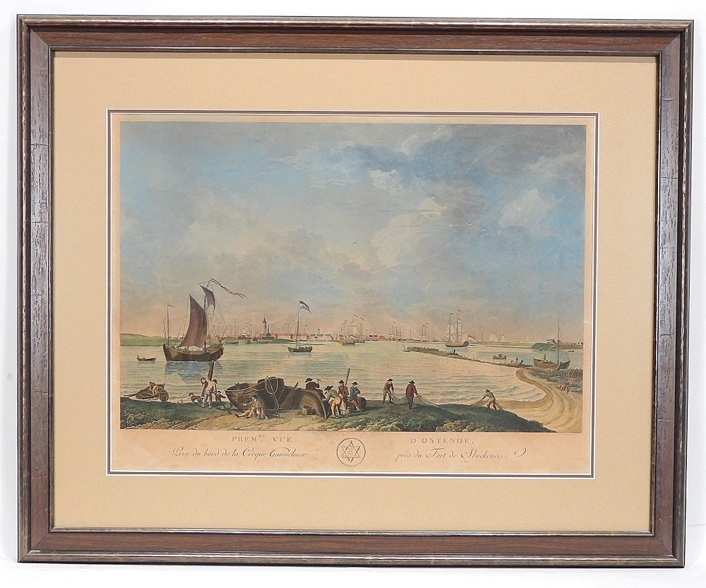 18th C. Dutch Coloured Engraving After LeMay, 17 x 23", "Premiere Vue D'Ostade". (1 of 7)