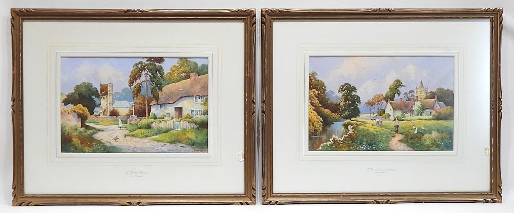 Pair of Watercolour signed F.H. Tyndale, 8 1/2 x 13", "Dorset & Surrey". (1 of 5)