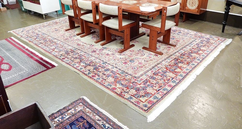 Kerman Carpet Approximately 9' x 13' (recently cleaned/furniture footprints noted). (1 of 9)