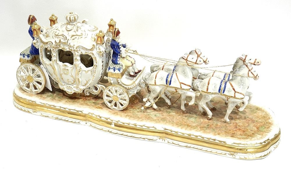 Irish Dresden Porcelain "Cinderella's Coach", 18". (1 of 5)