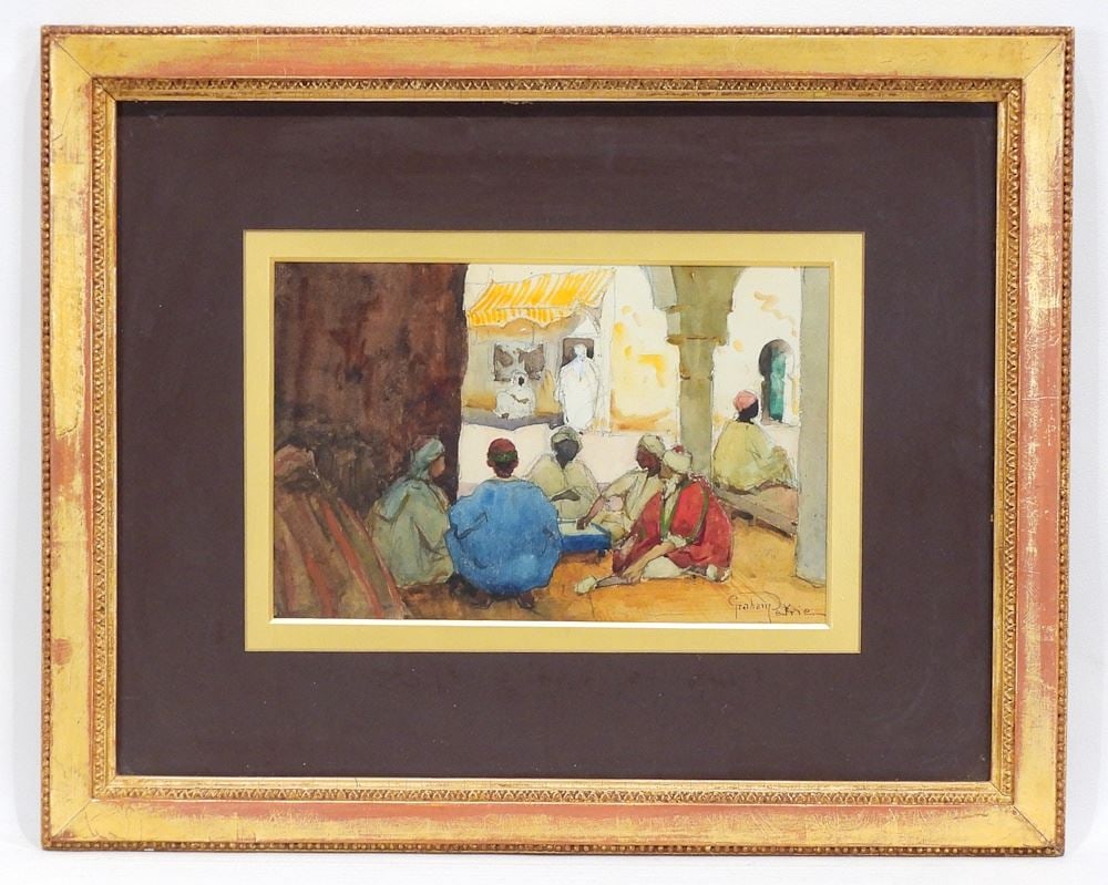 Watercolour signed Graham Petrie, 5 7/8 x 9 1/8" "North African Scene" (1 of 4)