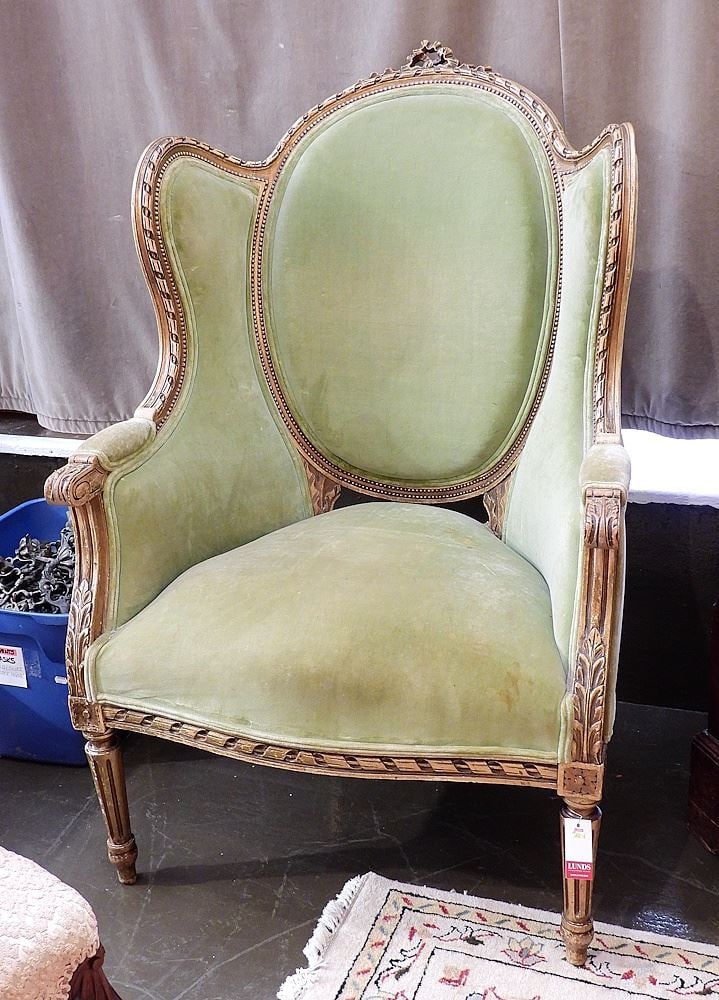 Louis XV Gilt Frame Wingback Armchair, 44 3/4"h. (1 of 3)